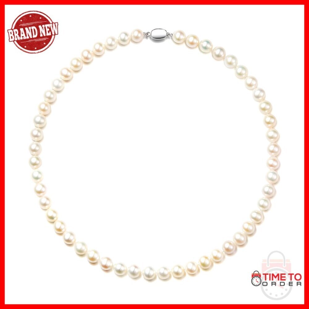 Freshwater Pearl Necklace, 18-Inch Sterling Silver, AAAA+ Quality